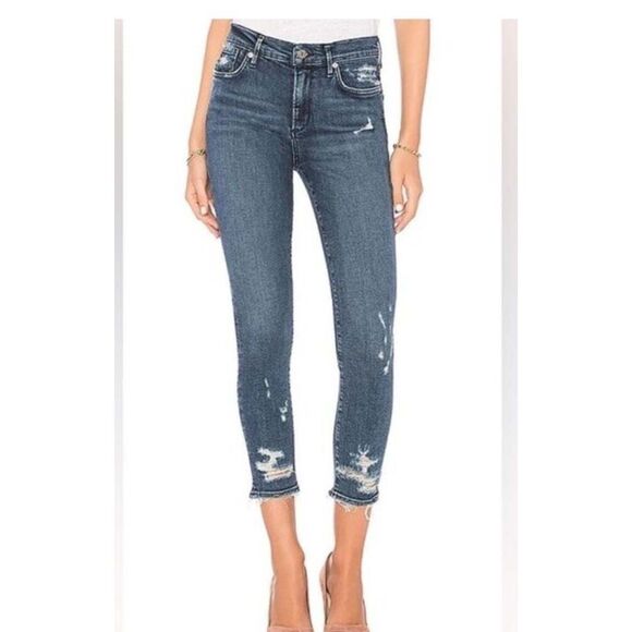 AGOLDE Sophie High-Rise Skinny Crop Jeans in Paradox Distressed - Picture 1 of 6